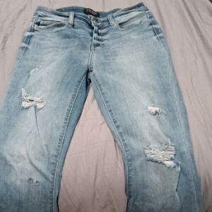 Judy Blue Light Blue Distressed FLARE Boyfriend Jeans